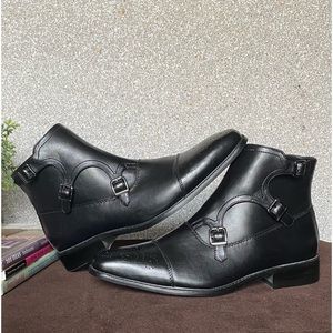 Robert David Black Leather Dress   Boots Size 10.5